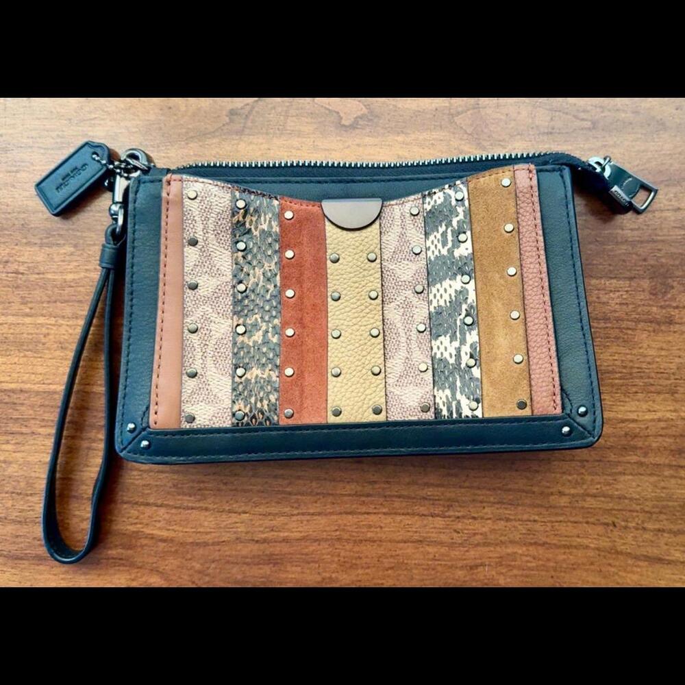 Coach Coated Canvas Signature Stripe Dreamer Wristlet